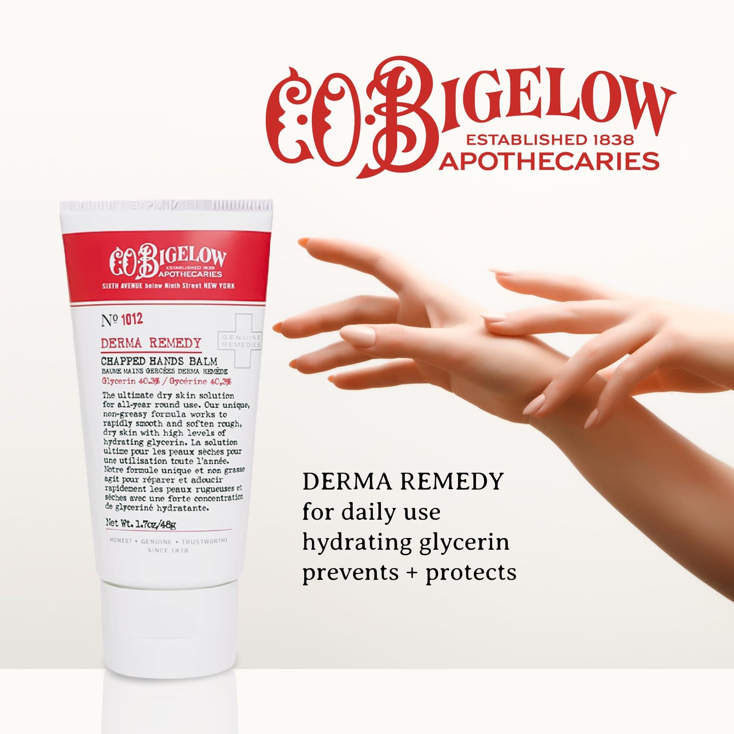 C.O. Bigelow Chapped Hands Balm, No. 1012 with Glycerin (40.3%) 1.7 oz, Hand Lotion Cream for Women and Men to Soften Dry Cracked Skin Beauty & Personal Care C. O. Bigelow