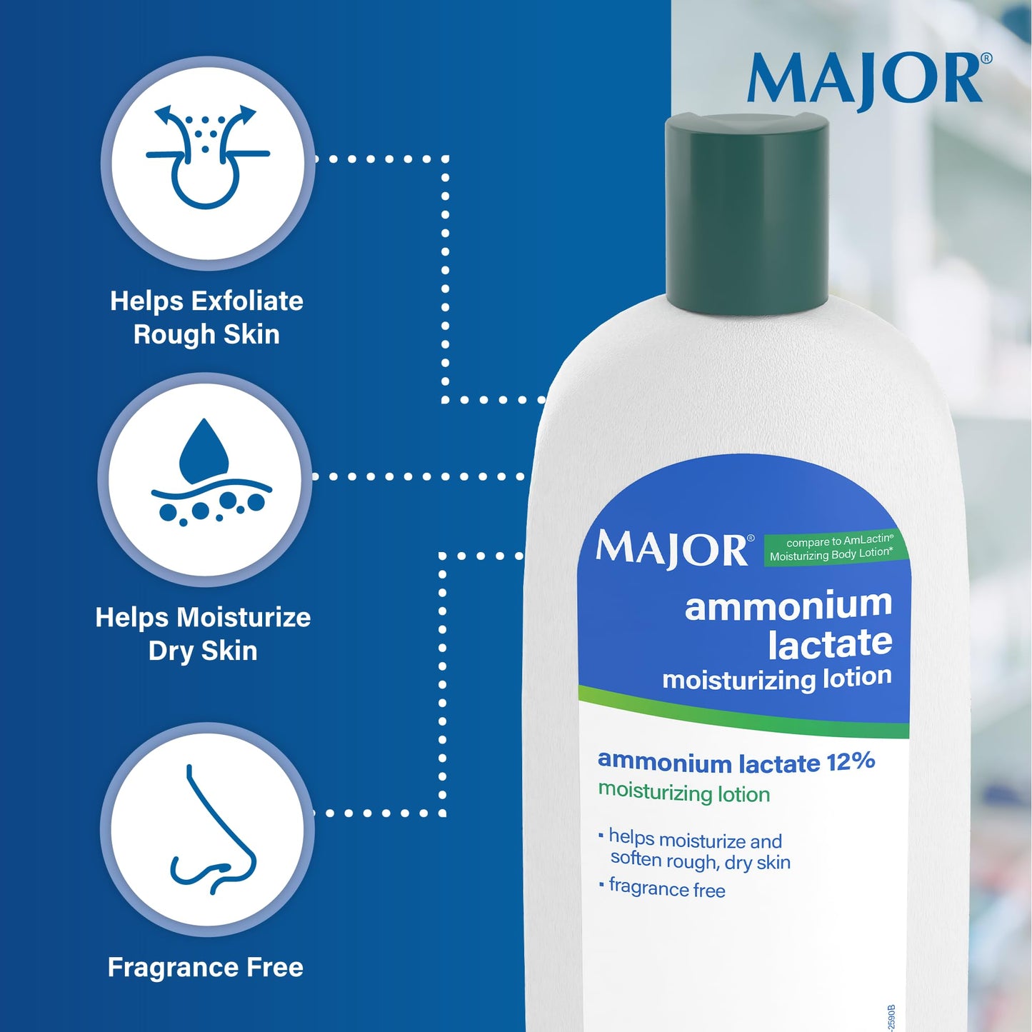 Major Ammonium Lactate 12% Moisturizing Lotion - Lactic Acid Lotion - Helps Moisturize and Soften Rough, Dry Skin - Daily Body Lotion - Fragrance-Free Beauty & Personal Care MAJOR