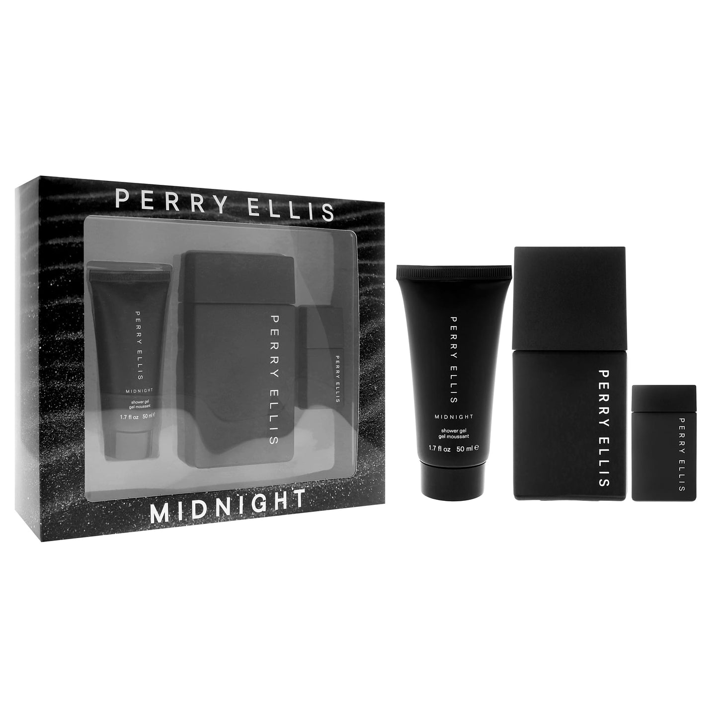 Midnight by Perry Ellis for Men - 3 Pc Gift Set 3.4oz EDT Spray, 0.25oz EDT Spray (Mini), 1.7oz Shower Gel Beauty & Personal Care Perry Ellis