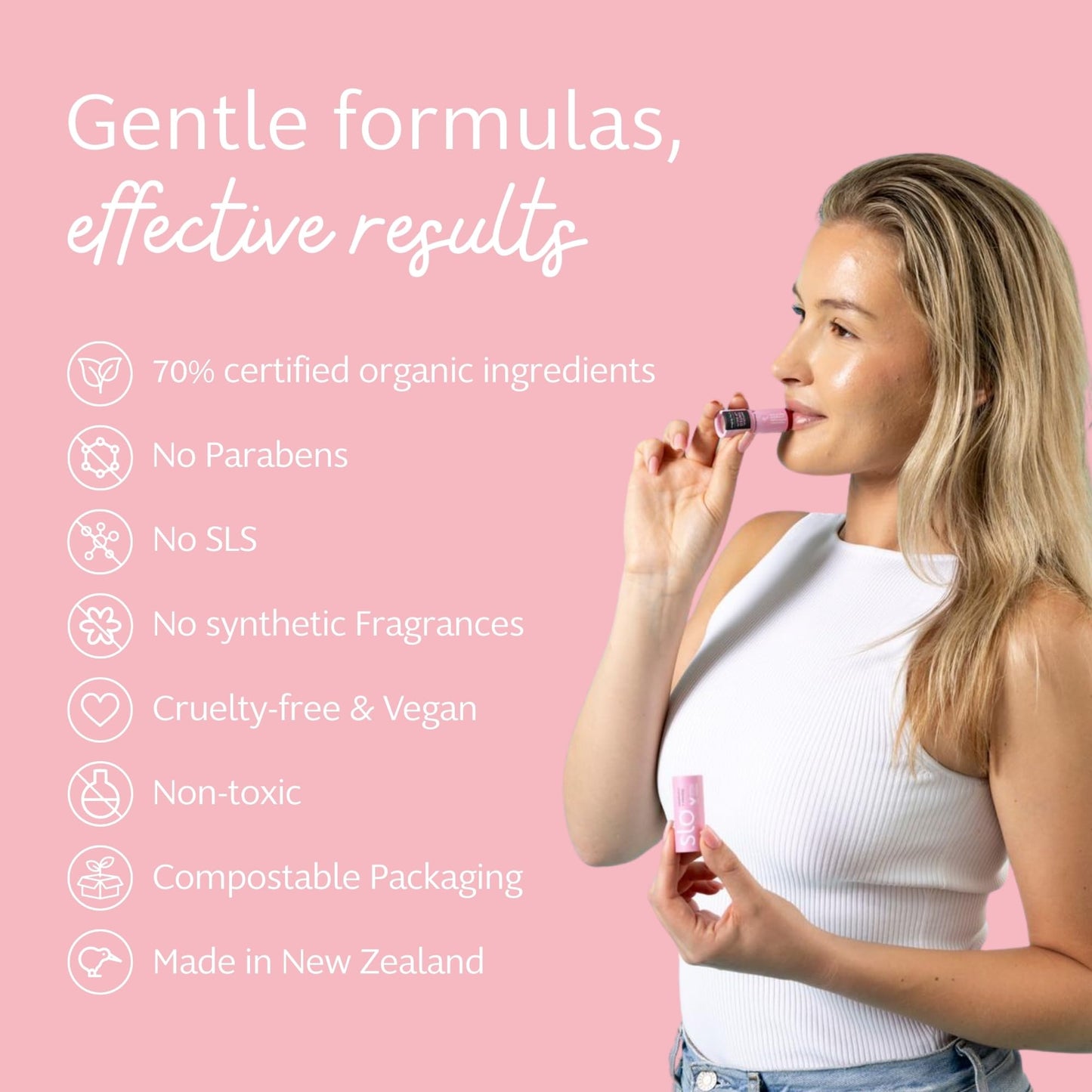 Slo Hydrating Lip Balm - Multi-Use, All Natural Lip Balm and Cheek Tint with Organic Jojoba, Rosehip, Cocoa Butter - Vegan, Cruelty-Free, Paper Beauty and Personal Care Slo