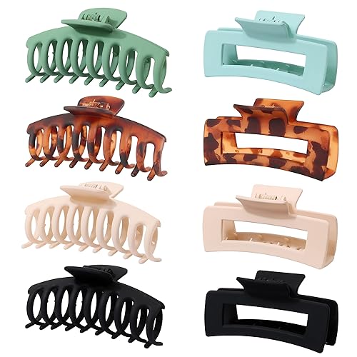AWEELON 8PCS Large Hair Claw Clips for Women & Girls,Strong Hold Matte Claw Hair Clips for Thick Hair & Thin Hair 2 Styles Beauty & Personal Care AWEELON