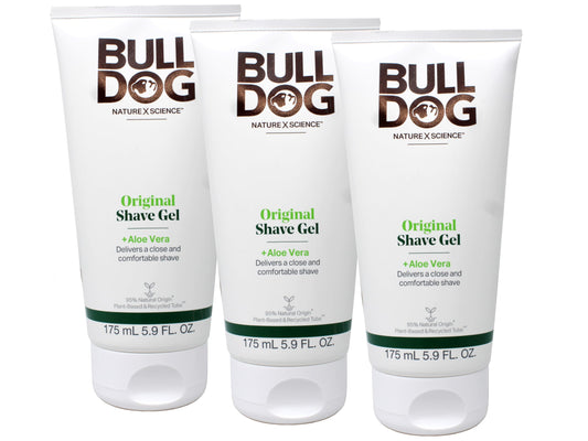 Bulldog Original Shave Gel for Men, Aloe Vera Enriched, Delivers a Close & Comfortable Shave, 95% Natural Origin, 5.9 fl oz (Pack of 3) Beauty and Personal Care Bulldog Skincare for Men