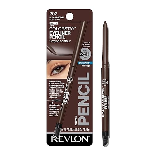 Revlon ColorStay Pencil Waterproof Eyeliner, Smudge-Proof, Eye Makeup with Built-In Sharpener, Stocking Stuffer for Women, 202 Black Brown, 0.01 oz Beauty & Personal Care REVLON