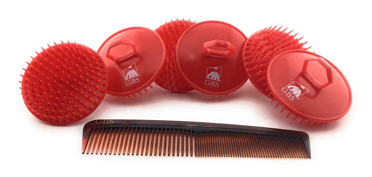 G.B.S Soft Scalp Massage Brush and Styling Comb for All Purpose for Women and Men, Red, Pack of 6