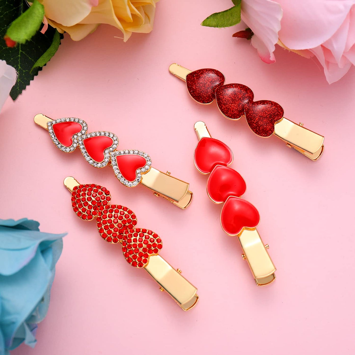 PHALIN 4PCS Valentine’s Day Hair Clips Rhinestone Heart Hairpins for Women Sweet Love Alligator Clips Barrettes Sparkling Styling Hair Accessory (4PCS Beauty & Personal Care PHALIN