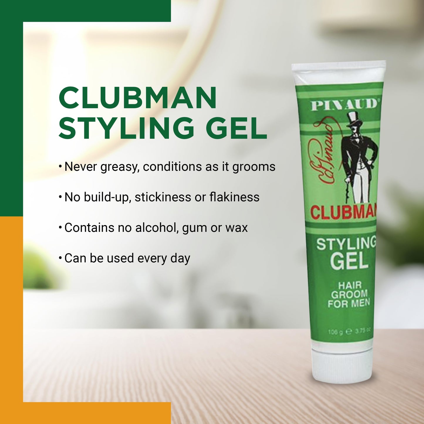 Clubman Pinaud Styling Gel Hair Groom for Men, Conditioning, Non-Greasy, 3.75 Fl Oz Beauty & Personal Care Clubman