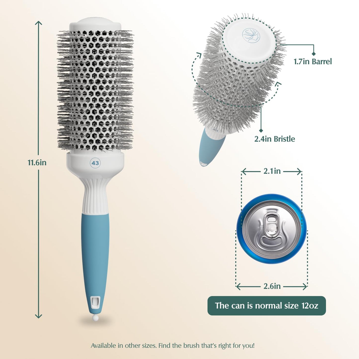 Medium Round Brushing Brush - Ceramic Hair Brush for a Smooth Salon Style Look - Professional Brushing Brush Ideal for All Hair Types - 43 mm Beauty & Personal Care Osensia