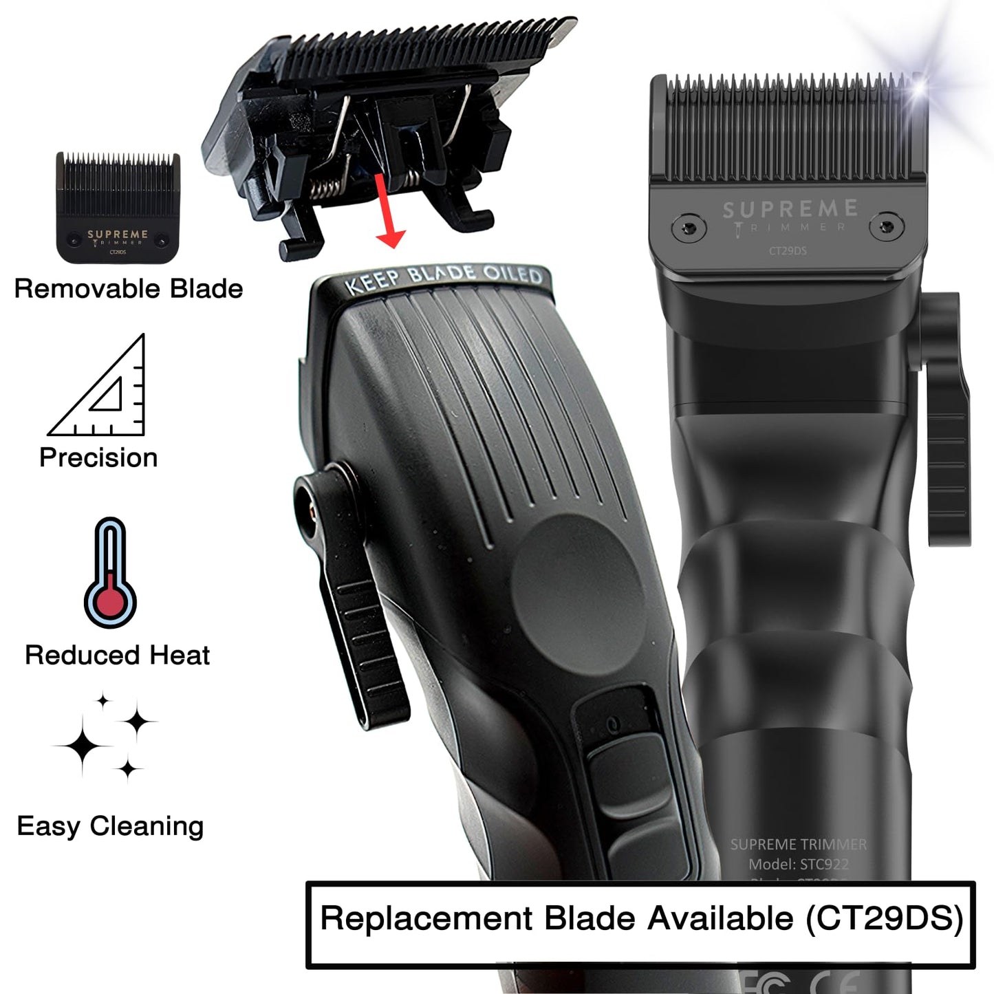Supreme Trimmer Detachable Taper Blade for 2Spee Clipper - Removable Blade (Compatible with 2SPEE Clipper STC922) - CT29DS Beauty and Personal Care Supreme Trimmer