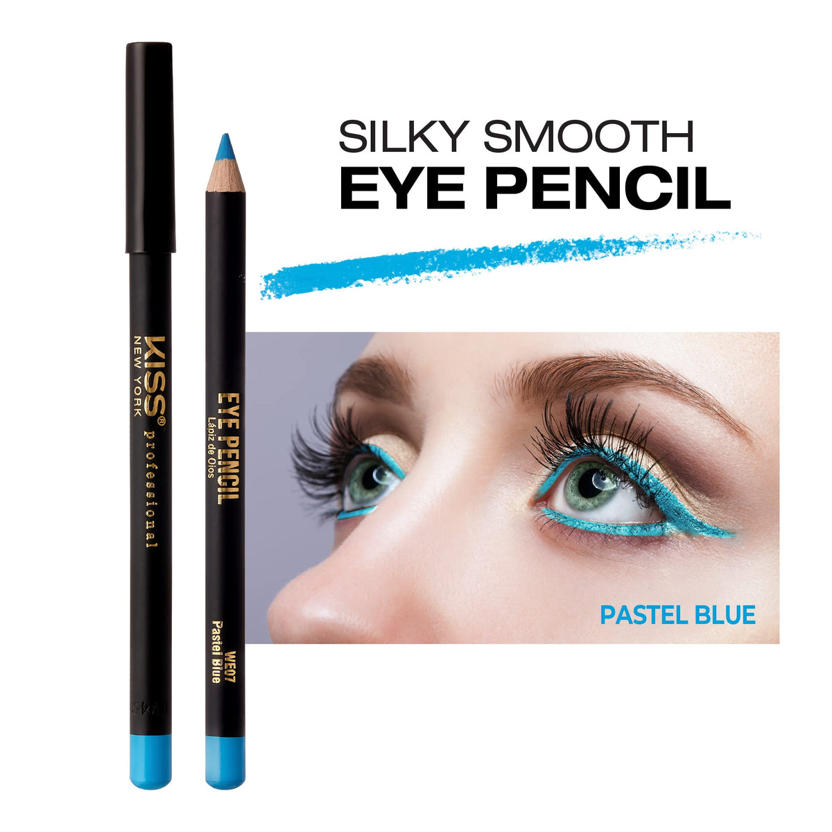 KISS NEW YORK Professional Slim Eye Pencil, Creamy Soft Eye Liner, Smooth Long-Lasting Rich Eyeline Color, Natural Eye Makeup, Water-Resistant (Pastel Beauty & Personal Care KISS NEW YORK