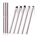 GUIGUDESN 5Pcs Pink Eyeshadow Brush Set, Premium Synthetic Bristles, Aluminum Handles, Angled, Rounded, For Eyeshadow, Eyebrow, Eyeliner Beauty & Personal Care GUIGUDESN