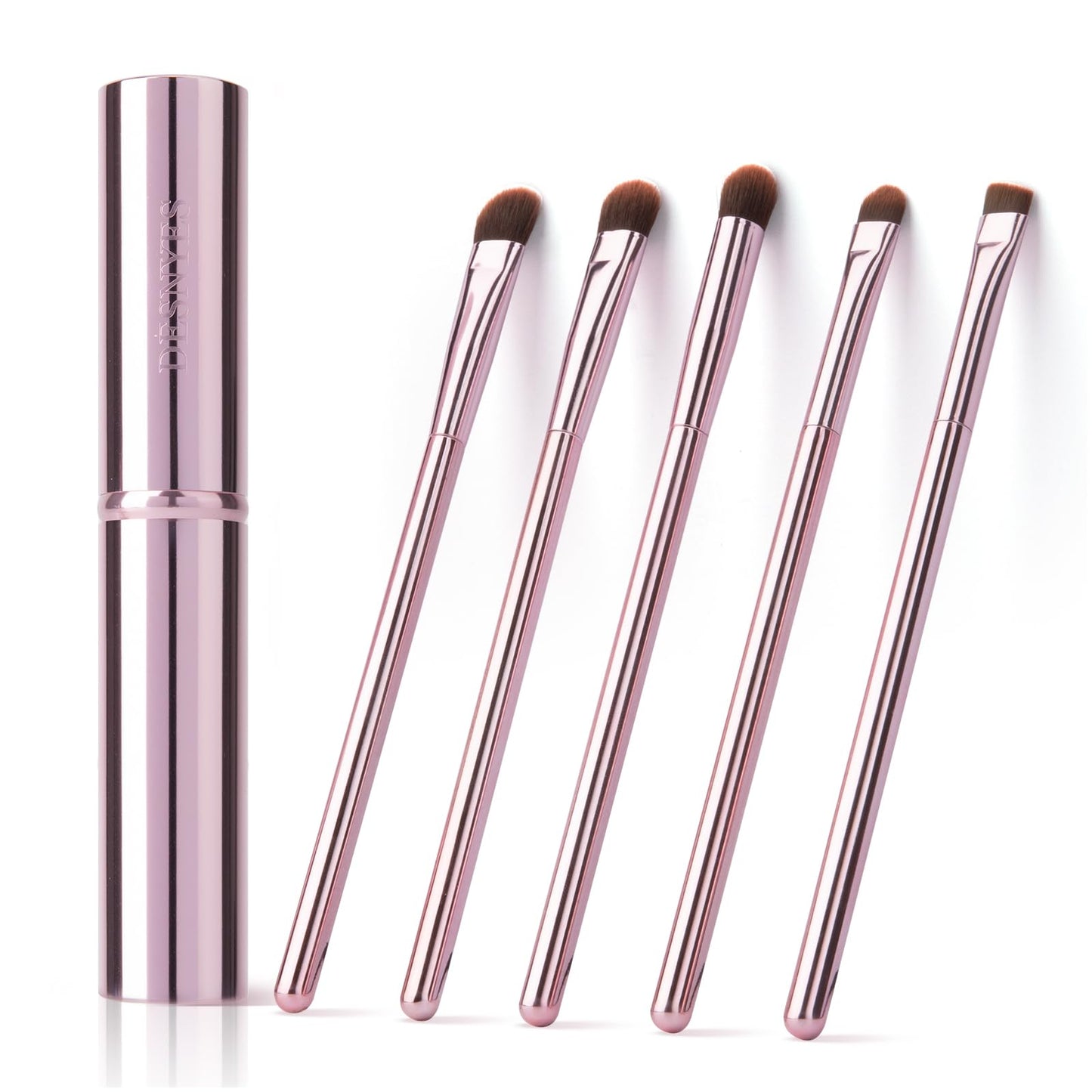 GUIGUDESN 5Pcs Pink Eyeshadow Brush Set, Premium Synthetic Bristles, Aluminum Handles, Angled, Rounded, For Eyeshadow, Eyebrow, Eyeliner Beauty & Personal Care GUIGUDESN