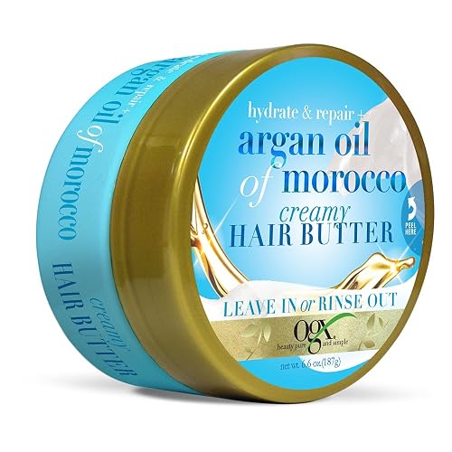 OGX Hydrate & Repair + Argan Oil of Morocco Creamy Hair Butter, Deep Moisturizing Leave-In or Rinse Treatment for Dry Hair, Paraben-Free Beauty & Personal Care OGX