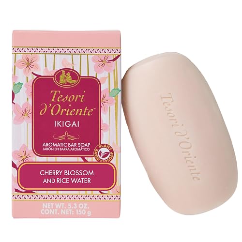 Tesori d’Oriente Ikigai Bar Soap, 5 oz, Plant-Based Aromatic Hand & Body Soap Bar with Rice Water, Hydrating, Gentle Cleanser for Men & Women, Soft Beauty & Personal Care Tesori d'Oriente