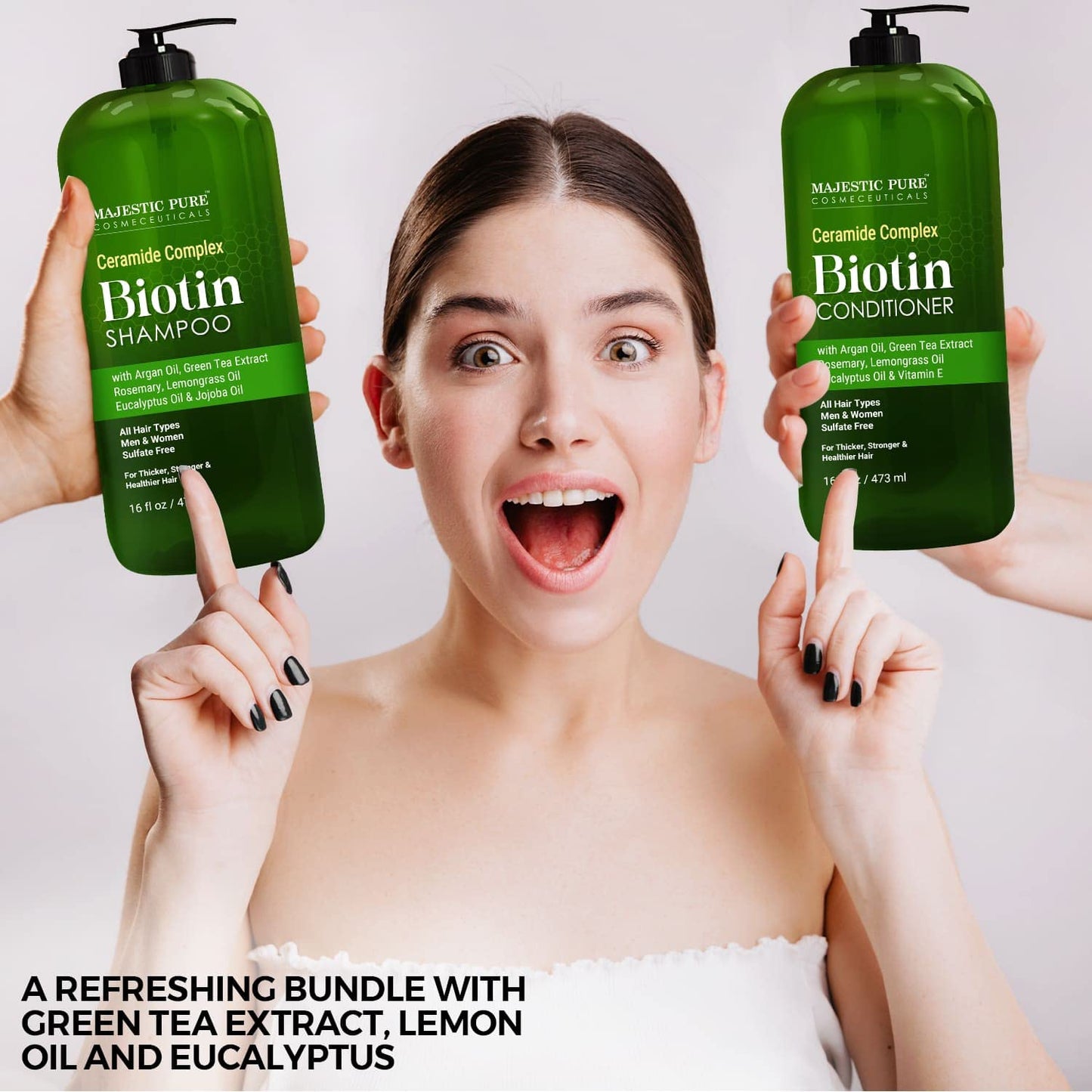 MAJESTIC PURE Biotin Shampoo and Conditioner Set - With Essential Oils & Ceramides - Helps Hair Growth, Thickening, Dry & Colored Hair - Sulfate Free Beauty & Personal Care Majestic Pure