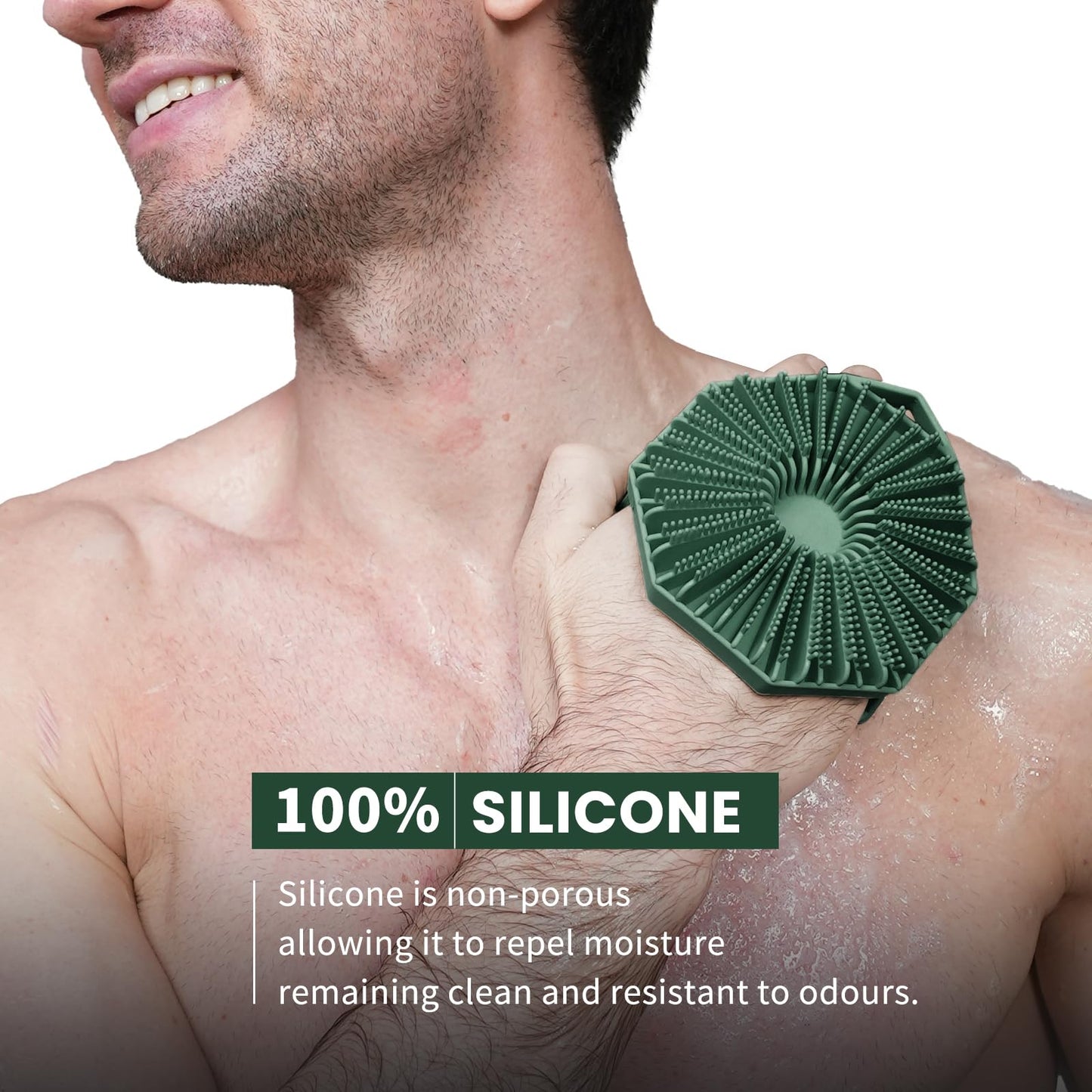 iTokGok® Premium 2-in-1 Silver-Infused Silicone Body Scrubber for Men, Double-Sided Design Body Brush Silicone Body Scrubber Exfoliating Body Brushes Beauty and Personal Care iTOKGOK