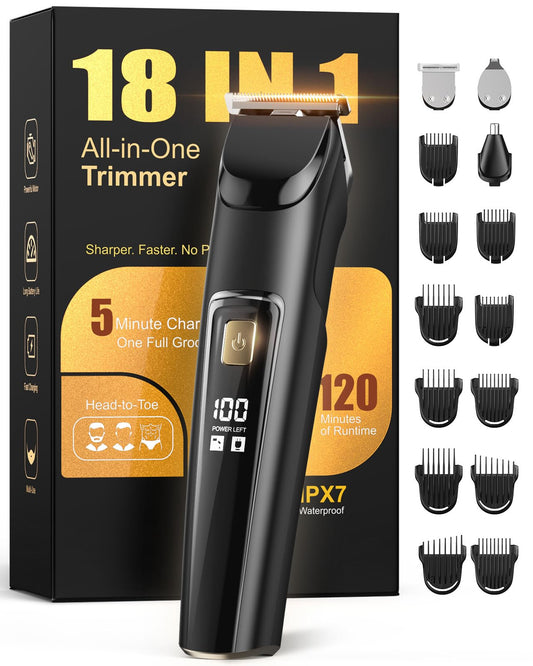 Beard Trimmer for Men, All-in-One Electric Razor & Hair Clipper, Waterproof Cordless Mustache Grooming Kit, Rechargeable Beard Hair Nose Ear & Body Beauty and Personal Care RICAF