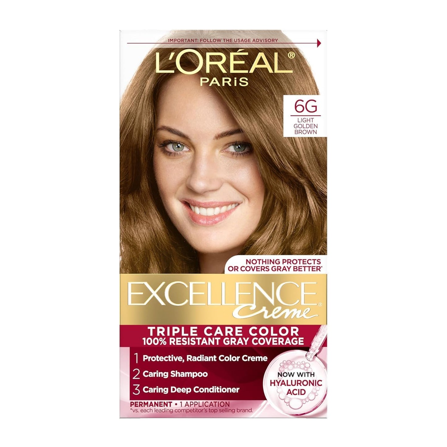 L'Oreal Paris Excellence Creme Triple Protection Hair Color, [6G] Light Golden Brown 1 ea Beauty & Personal Care L'Oreal Paris