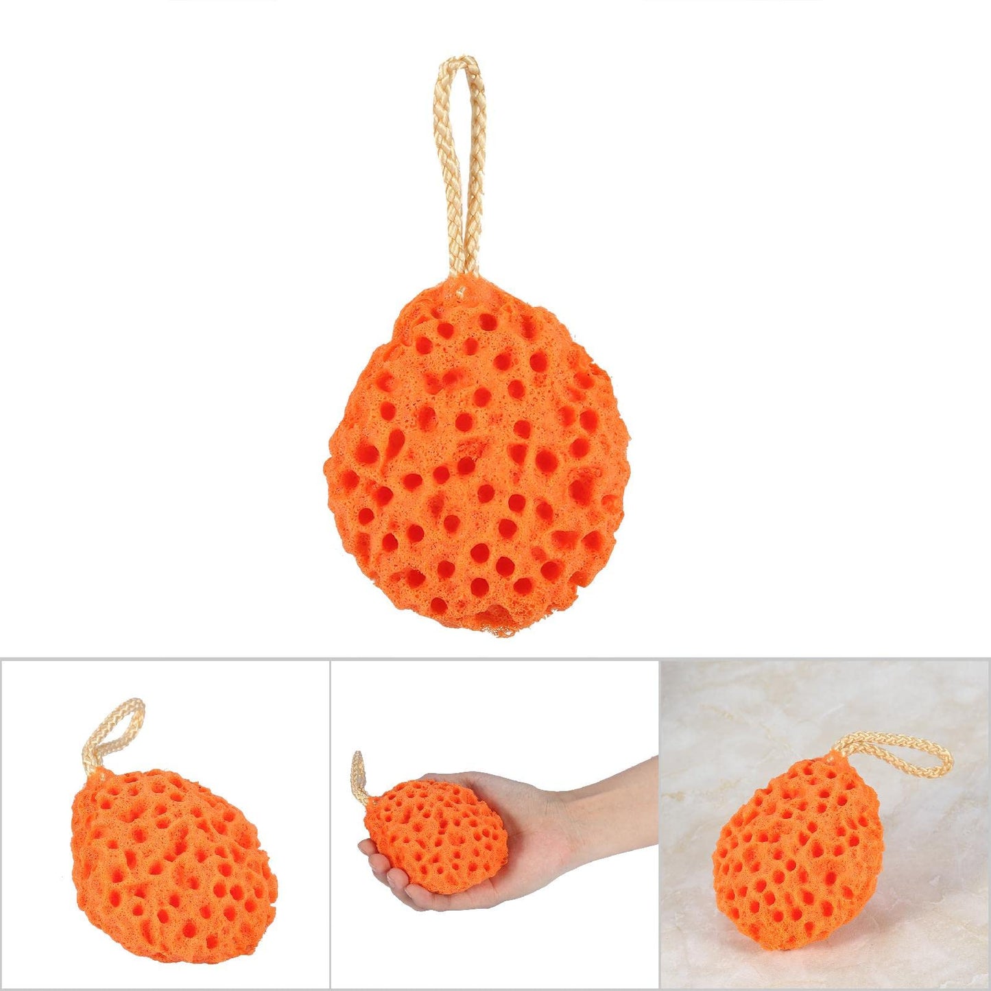 BORDSTRACT Shower Sponge, 3.3 x 2.8in Soft Adult Bath Foam Loofah Sponge, Body Shower Spa Exfoliator Cleaning Bath Ball Body Scrubber(Orange) Beauty and Personal Care BORDSTRACT