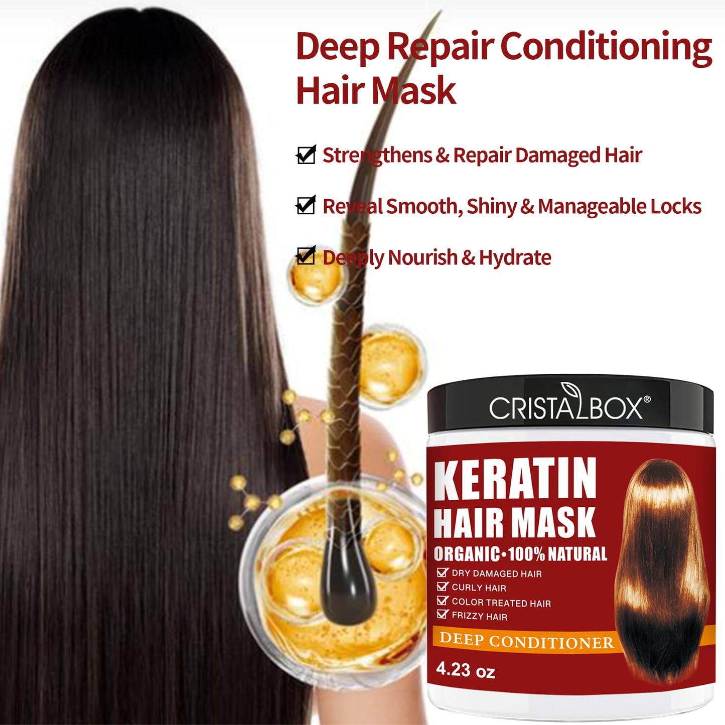 2 Pack Collagen Hair Mask & Keratin Hair Mask,Keratin Hair Treatment,Repair Treatment Deep Conditioning Hair Treatment Mask for Damaged Hair,Hydrating Beauty and Personal Care CRISTALBOX