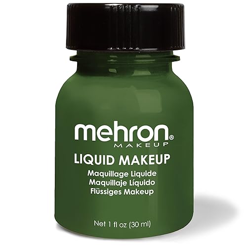Mehron Makeup Liquid Makeup | Face Paint and Body Paint Perfect for Halloween, Cosplay I Air Brush Compatible Body Paint (1 oz) (GREEN) Beauty & Personal Care Mehron