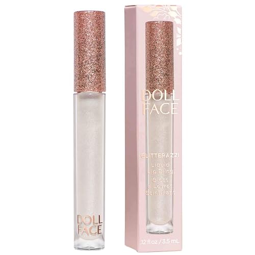 Doll Face Lip Gloss | Glitterazzi Liquid Lip Bling | Topping Glitter with a Glossy Shine for Lips | Sheer Finish | Cruelty-Free | Platinum Beauty & Personal Care Doll Face