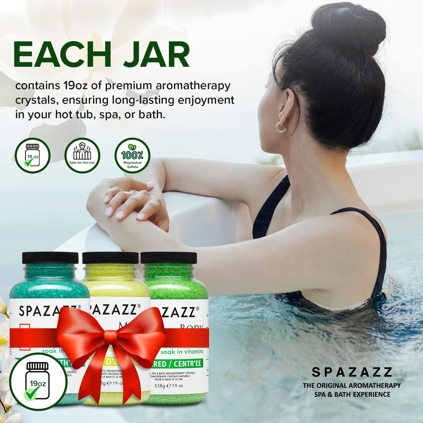 RX Therapy Spa and Hot Tub Aromatherapy Scented Relaxation Bath Salt Crystals - Mind Body and Soul Bundle Gift Set (19 Oz) Includes 5 Point Full Body Beauty and Personal Care Spazazz