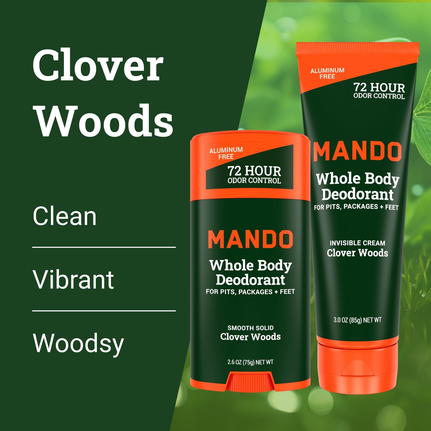 Mando Whole Body Deodorant - Invisible Cream Tube and Solid Stick - 72 Hour Odor Control - Aluminum Free, Baking Soda Free, Skin Safe - 3.0 Oz Tube Beauty and Personal Care Mando