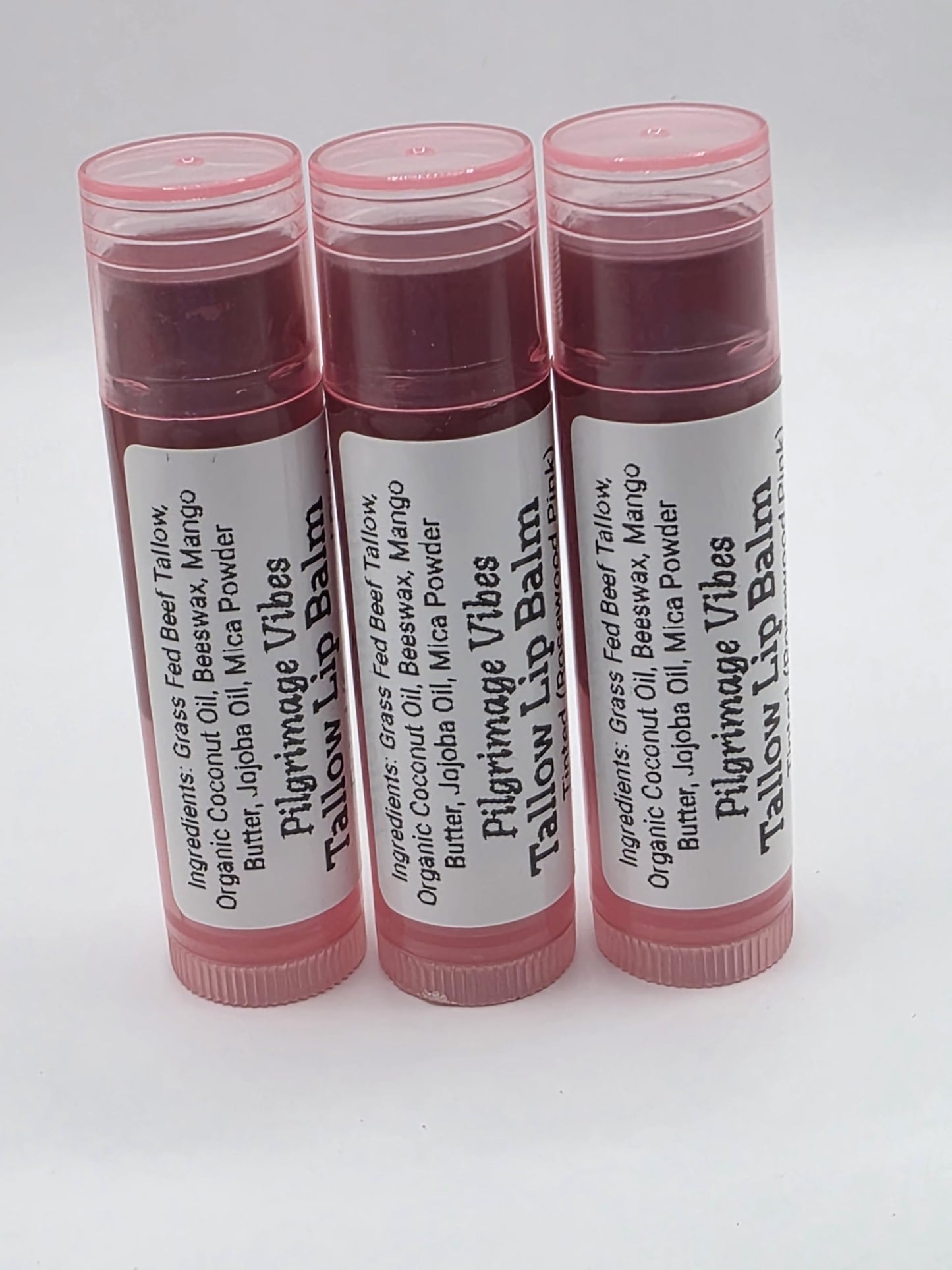 Tallow Lip Balm (3 Pack) (Tinted Rosewood Pink) Handmade Grass Fed Beef Tallow Lip Balm with Nourishing Oils Beauty and Personal Care Pilgrimage Vibes