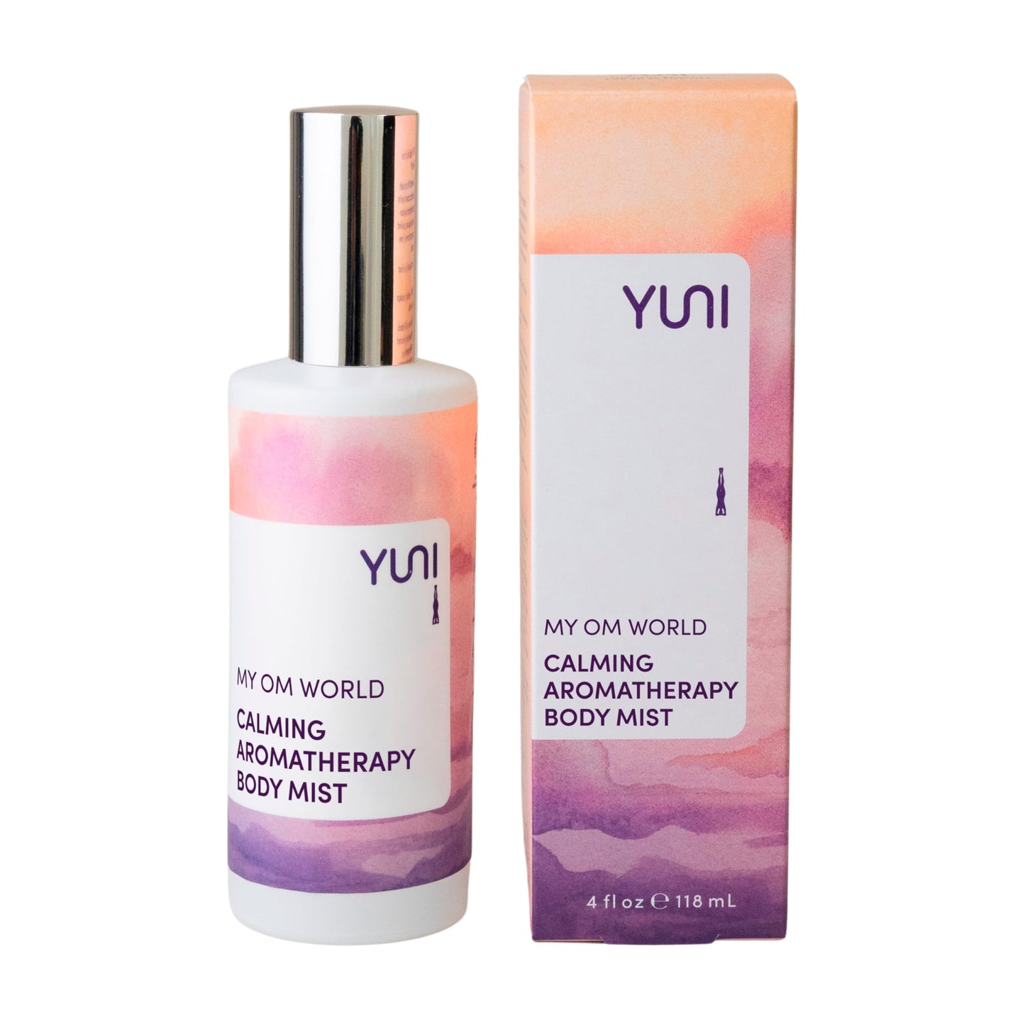 YUNI Beauty Calming Body Mist (4oz) My OM World - Natural Aromatic Oils - Relaxing Stress Relief - Promotes Focus & Clarity - All Natural Beauty & Personal Care YUNI Beauty