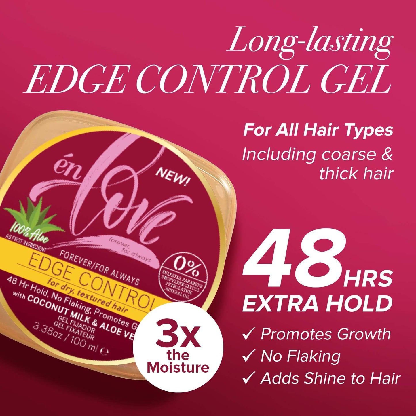 én Love Forever for Always Edge Control Hair Gel with Natural Coconut Milk, Pure Aloe Vera and Argan Oil | 48 Hours Extra Hold Pomade | Promotes Beauty & Personal Care én Love