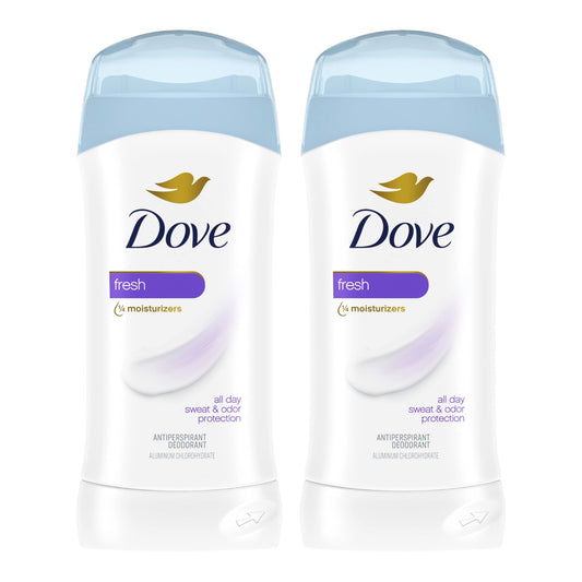 Dove Invisible Solid Antiperspirant Deodorant Stick 2 Count Fresh for Women, For All Day Underarm Sweat & Odor Protection 2.6 oz Beauty and Personal Care Dove