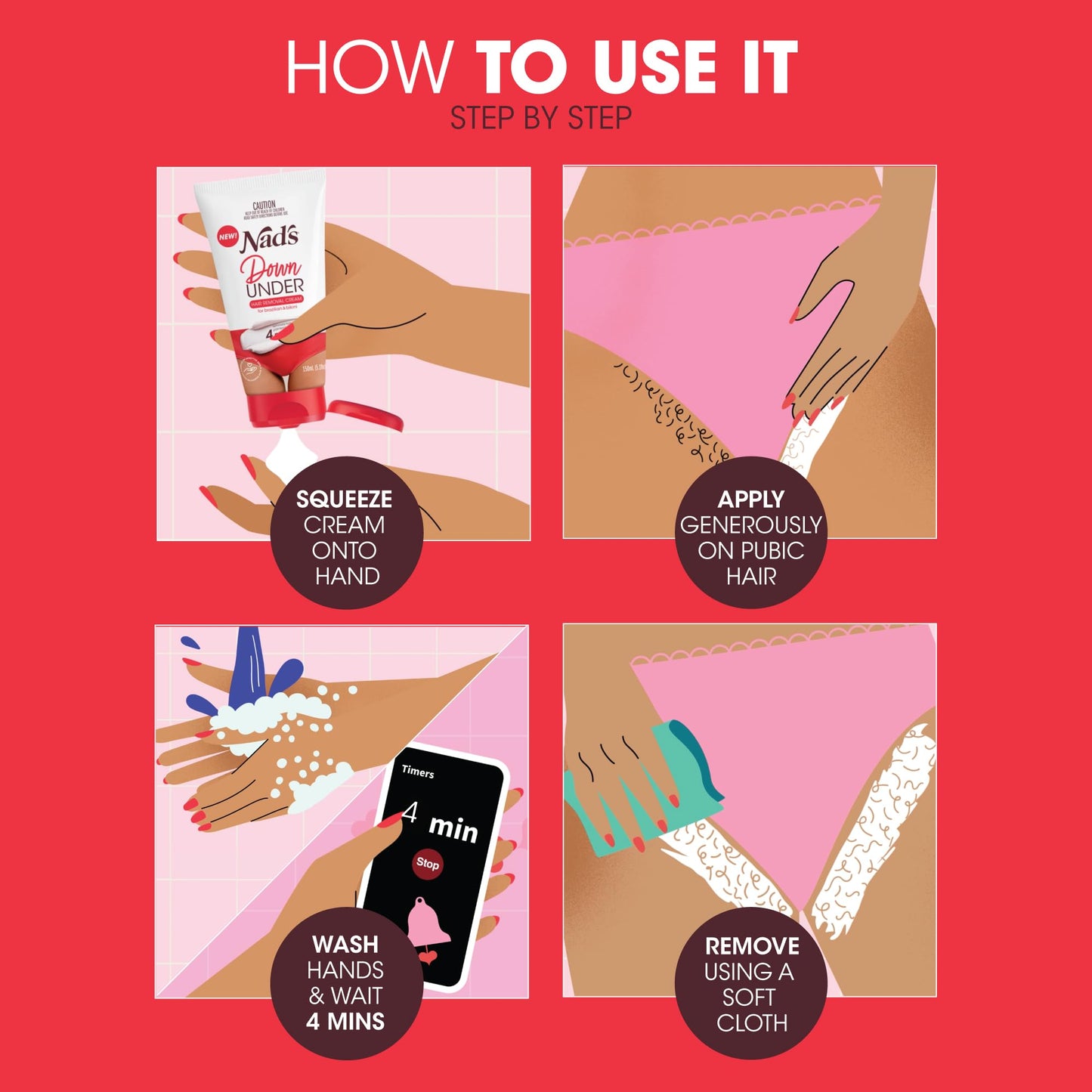 Nad's Down Under Cream for Women, Intimate Hair Removal Cream 150 ml Beauty and Personal Care Nad's