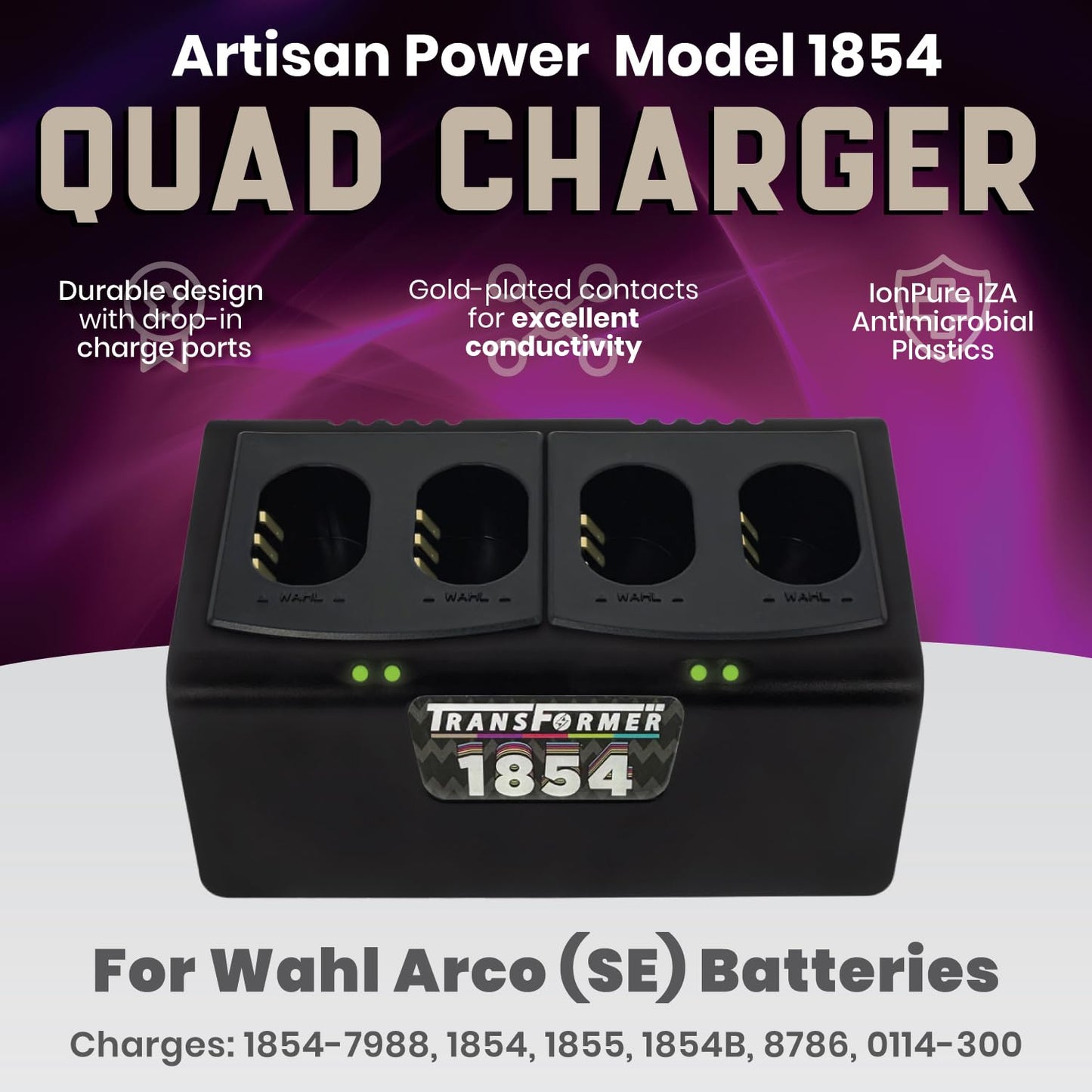 Artisan Power Quad Battery Charger for Wahl Arco and Arco SE Pet Hair Clippers - Durable Connectors, LEDs Status and a Powerful PD Type C Power Supply Beauty and Personal Care Artisan Power