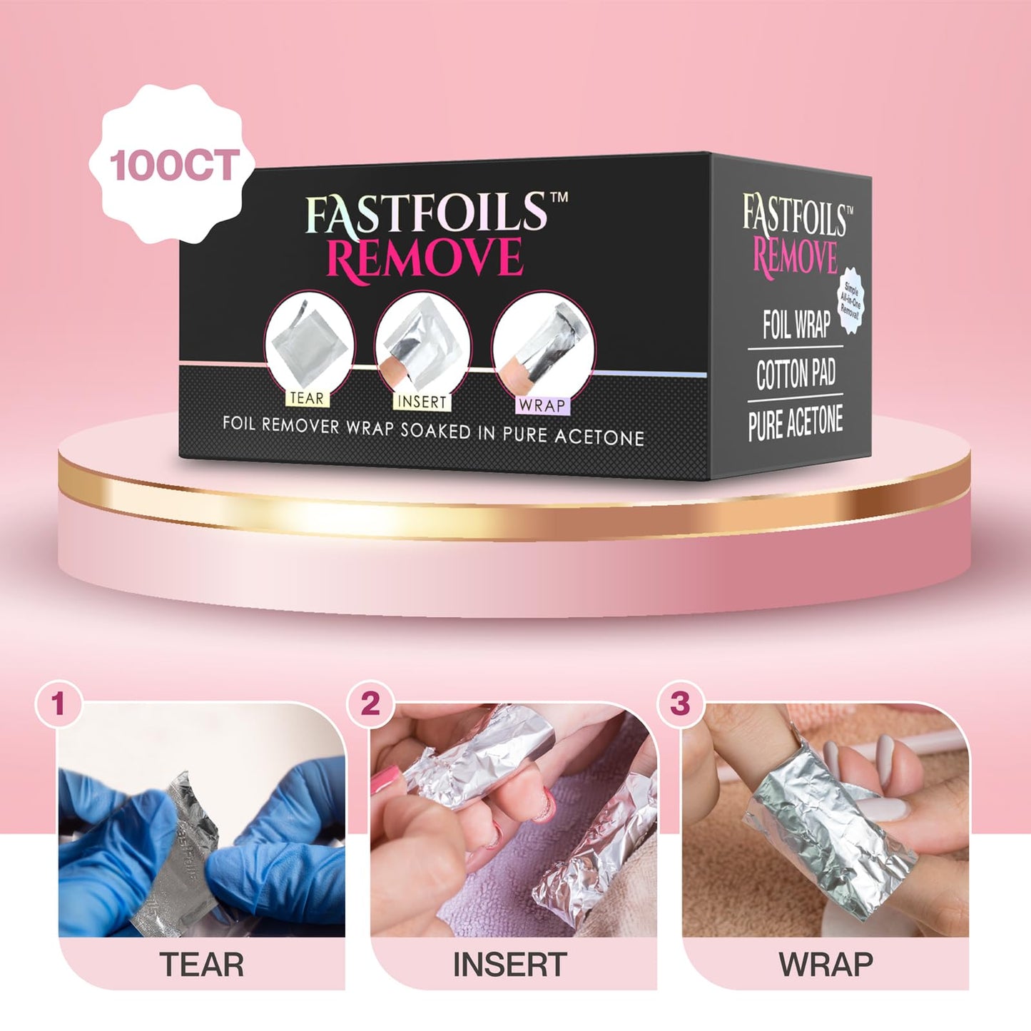 Americanails FastFoils 100 ct, One Step Gel Polish Foil Remover Wraps, All-In-One Foil Remover With Thick Cotton Pad & Pure Acetone, Remove Nail Beauty & Personal Care AMERICANAILS .COM