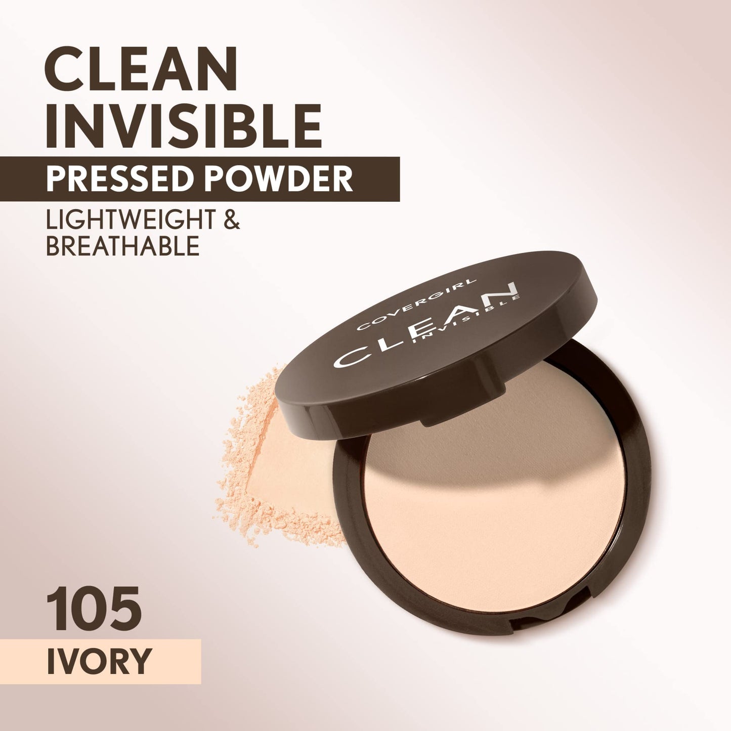 Covergirl Clean Invisible Pressed Powder, Lightweight, Breathable, Vegan Formula, Ivory 105, 0.38oz Beauty and Personal Care COVERGIRL