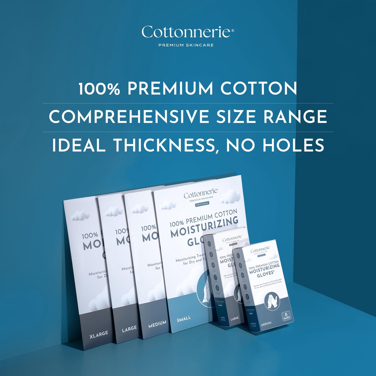 4 Pairs Cottonnerie Original Cotton Gloves for Dry Hands Sleeping, Moisturizing Gloves Overnight, Hand Moisturizer Gloves, Moisture Gloves for Dry Beauty and Personal Care COTTONNERIE