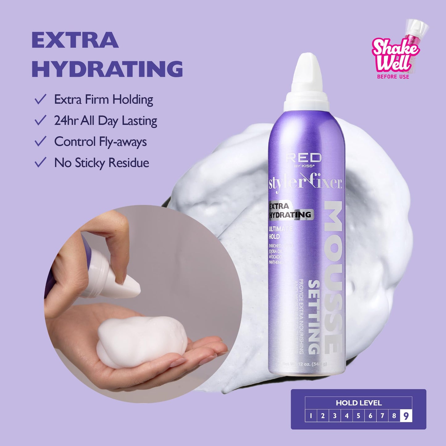 Red by Kiss Setting Mousse Braid Frizz Control, Curl Definition, Shine, Maximize Volume, Ultimate Hold, Long Lasting, Non Sticky Creamy Foam Style Beauty & Personal Care Red by Kiss