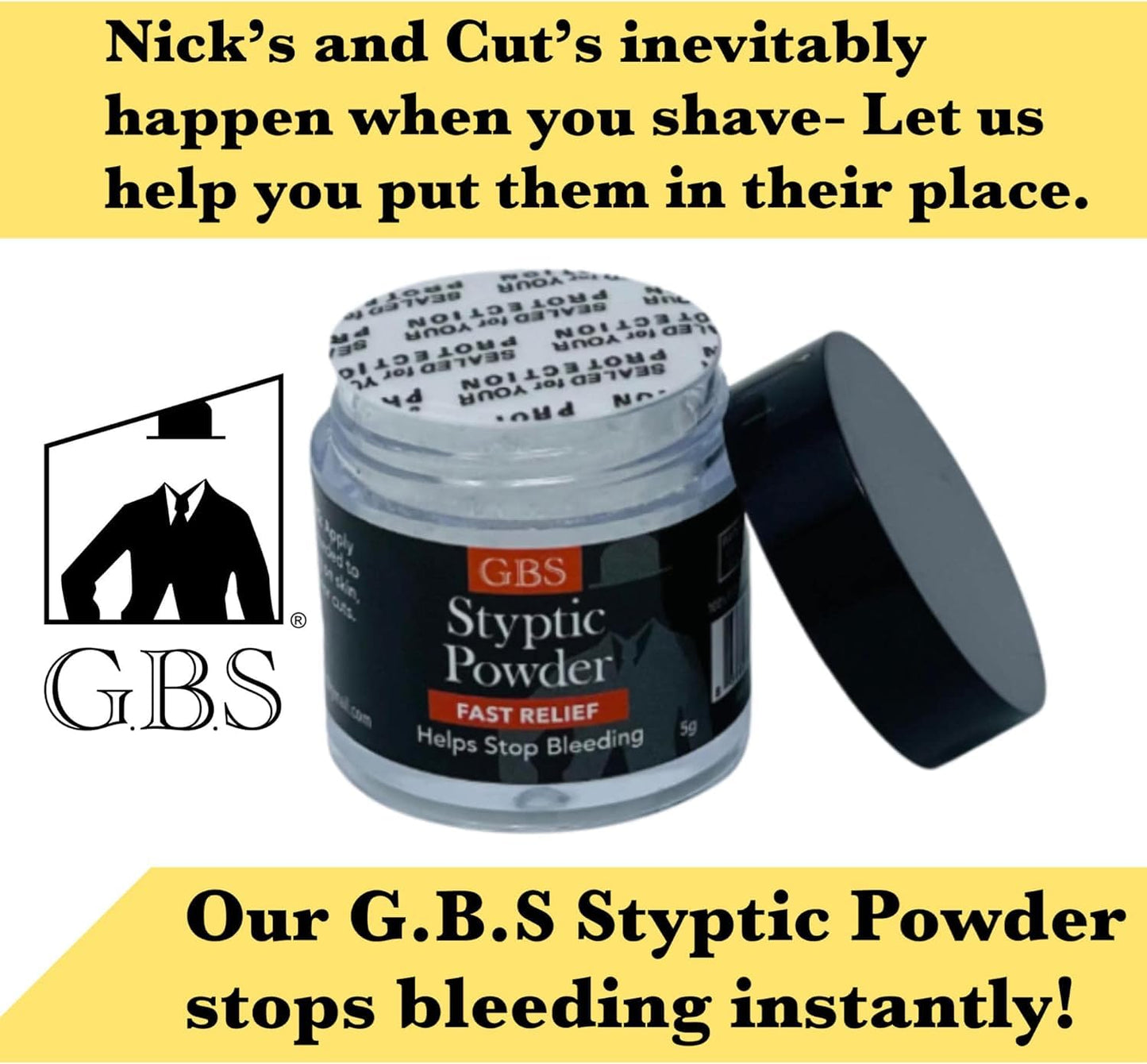 GENTS Styptic Powder Jar for Nicks and Cuts Stops Bleeding Instantly Relief Face Neck Soothes Skin and Pore After Shave, Pack of 18 Double Edge Safety Beauty and Personal Care G.B.S