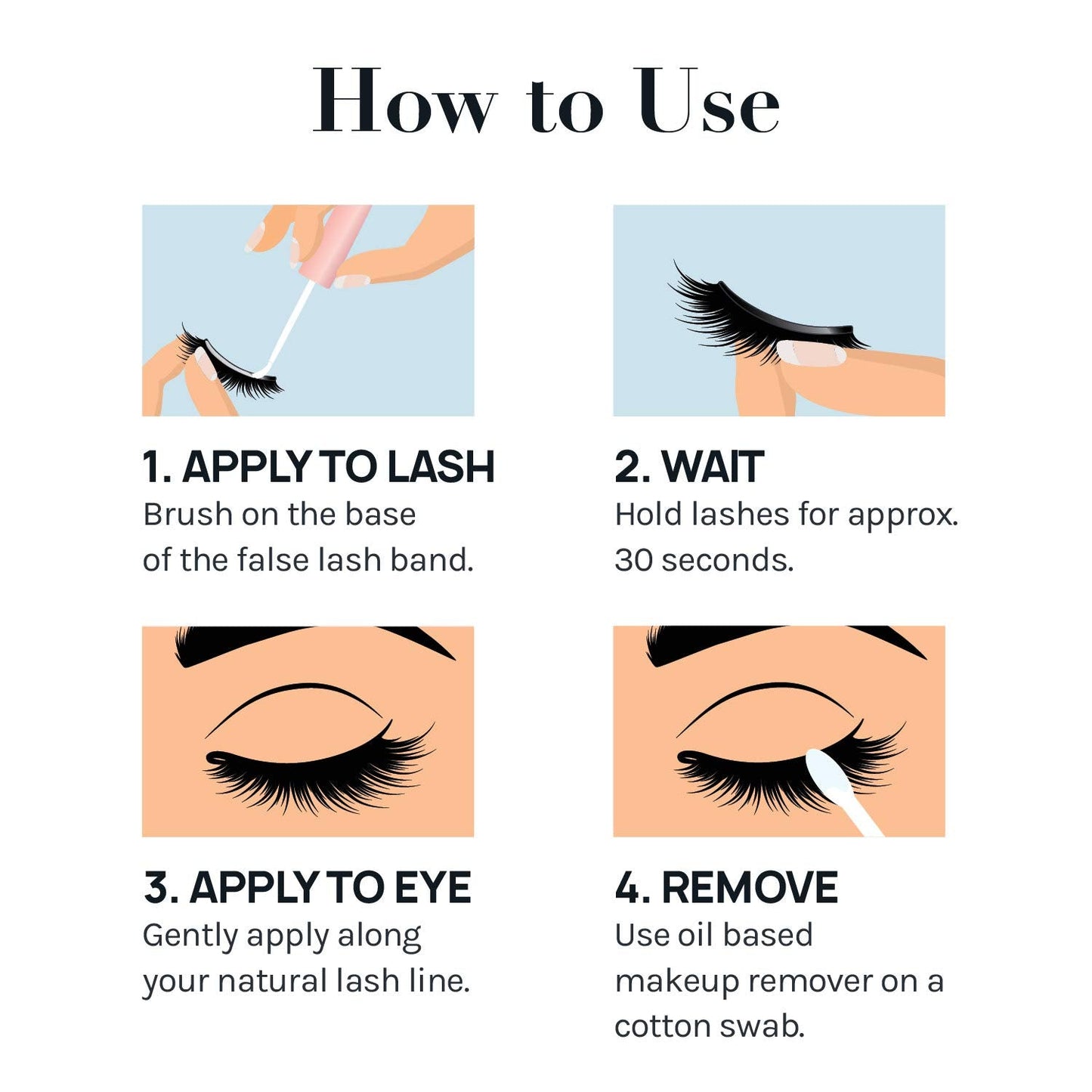 AOA Studio Eyelash Lash Glue Enhancers 4pcs Strip Lash Adhesive Strong Hold Water Proof Formula No Irritation Latex Free Long Lasing Quick Dry Eyelash Beauty & Personal Care AOA STUDIO