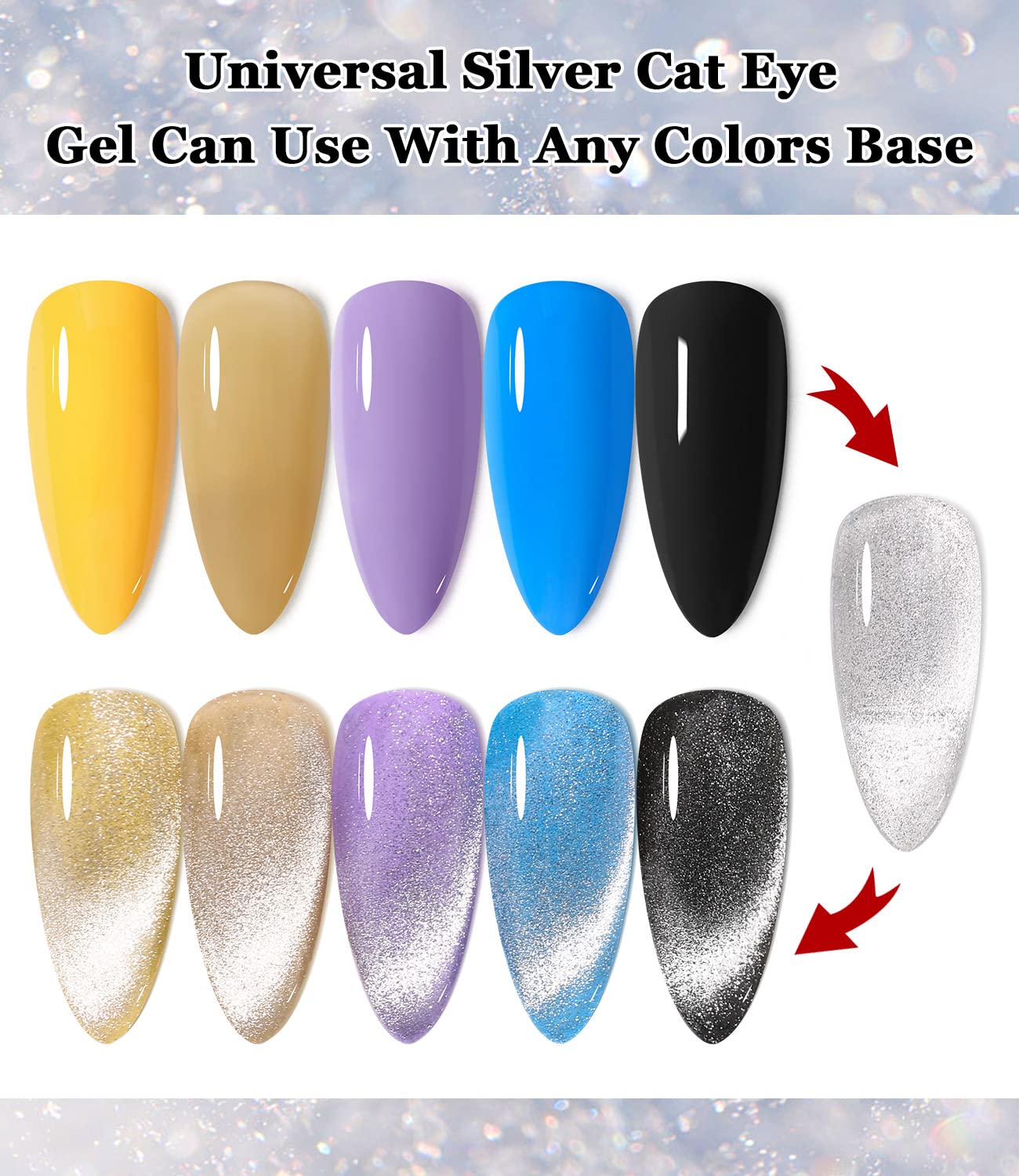 Major Dijit Cat Eye Gel Nail Polish Glitter Holographic Gel Polish with Magnet 15ml 9D Wide Translucent UV Cateye for Nail Art Beauty & Personal Care Major Dijit
