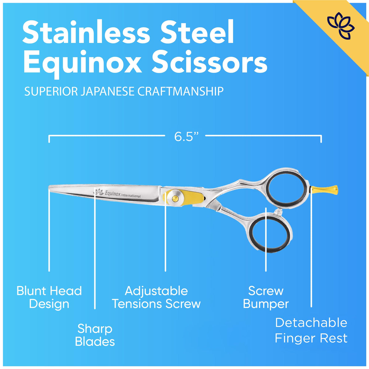 Equinox Razor Edge Series Professional Hair Scissors - 6.5” Premium Japanese Stainless Steel Hair Cutting Scissors, Hair Shears, Hair Razors for Hair