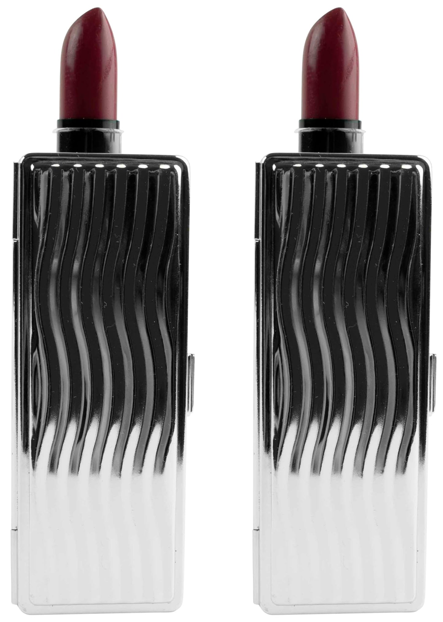 Stephanie Imports Set of 2 Rectangular Vintage Lipstick Cases With Glass Mirror (Silver Wave) Beauty & Personal Care Stephanie Imports