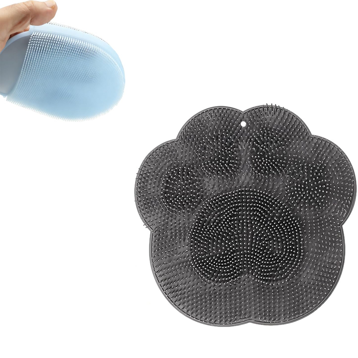 2 PC Silicone Body Scrubber Set,Foot Scrubber in Shower and Hand Held Silicone Face/Body Scrubber,Soft Wash Mitt,Shower Foot Scrubber Mat,Deep Beauty and Personal Care LMMYUN