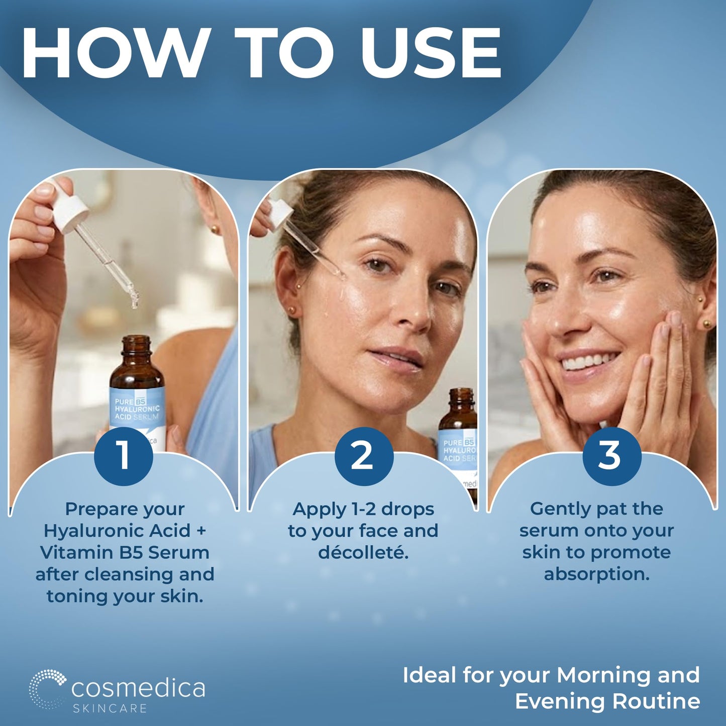 Cosmedica Hyaluronic Acid Serum with Vitamin B5 for Face - Hydrating Serum with Vitamin B5, Lightweight Non-Greasy Daily Moisturizer for All Skin Beauty & Personal Care Cosmedica Skincare