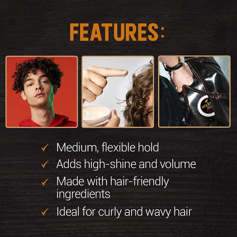 Woody's Styling Cream for Men, Controls Curly/Wavy Hair, Water-Soluble Mild Hold, Healthy Shine, 3.4 oz Beauty & Personal Care Woody's