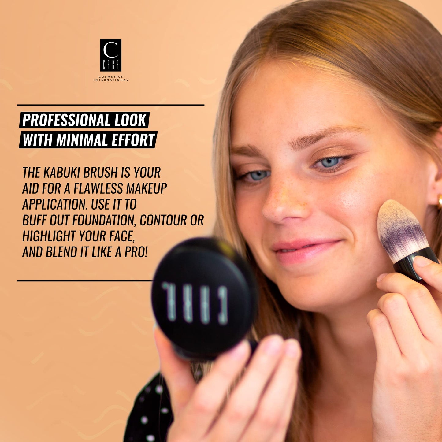 CARA Cosmetics Kabuki Brush #17 - Compact Makeup Face Brush, Blending Brush for Loose Powder, Blush, Foundation. Bronzer & Liquid Makeup, Seamless Beauty & Personal Care C CARA COSMETICS INTERNATIONAL