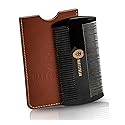Premium 100% Oxhorn Dual-Action Beard Comb with Genuine Leather Case - the Perfect Beard Grooming Gift for Men by Man & Mane. Beauty & Personal Care MAN & MANE