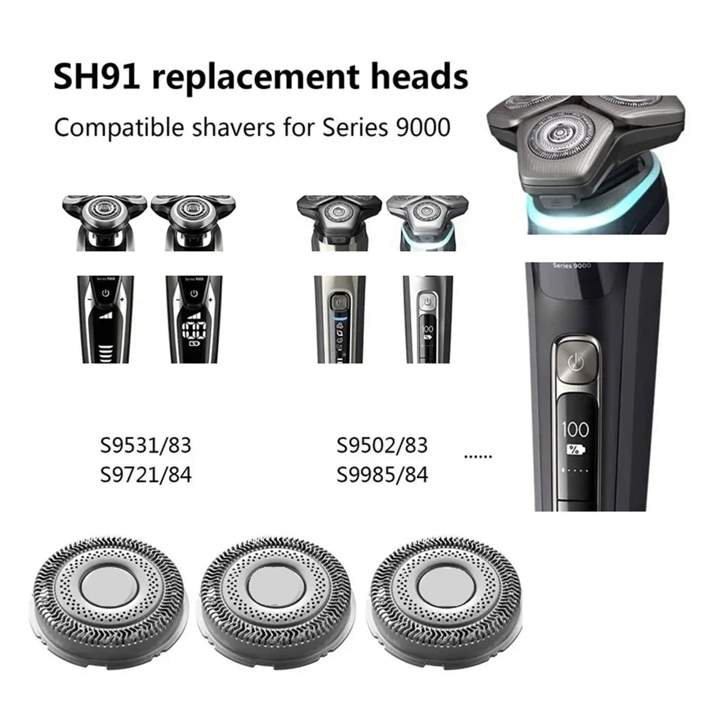 SH91/52 Replacement Blades/Heads?Compatible for Philips?Compatible for Norelco?Shavers Series 9000, Double-Layer Precision Blades(2 set-SH91) Beauty and Personal Care KNVZNWFF