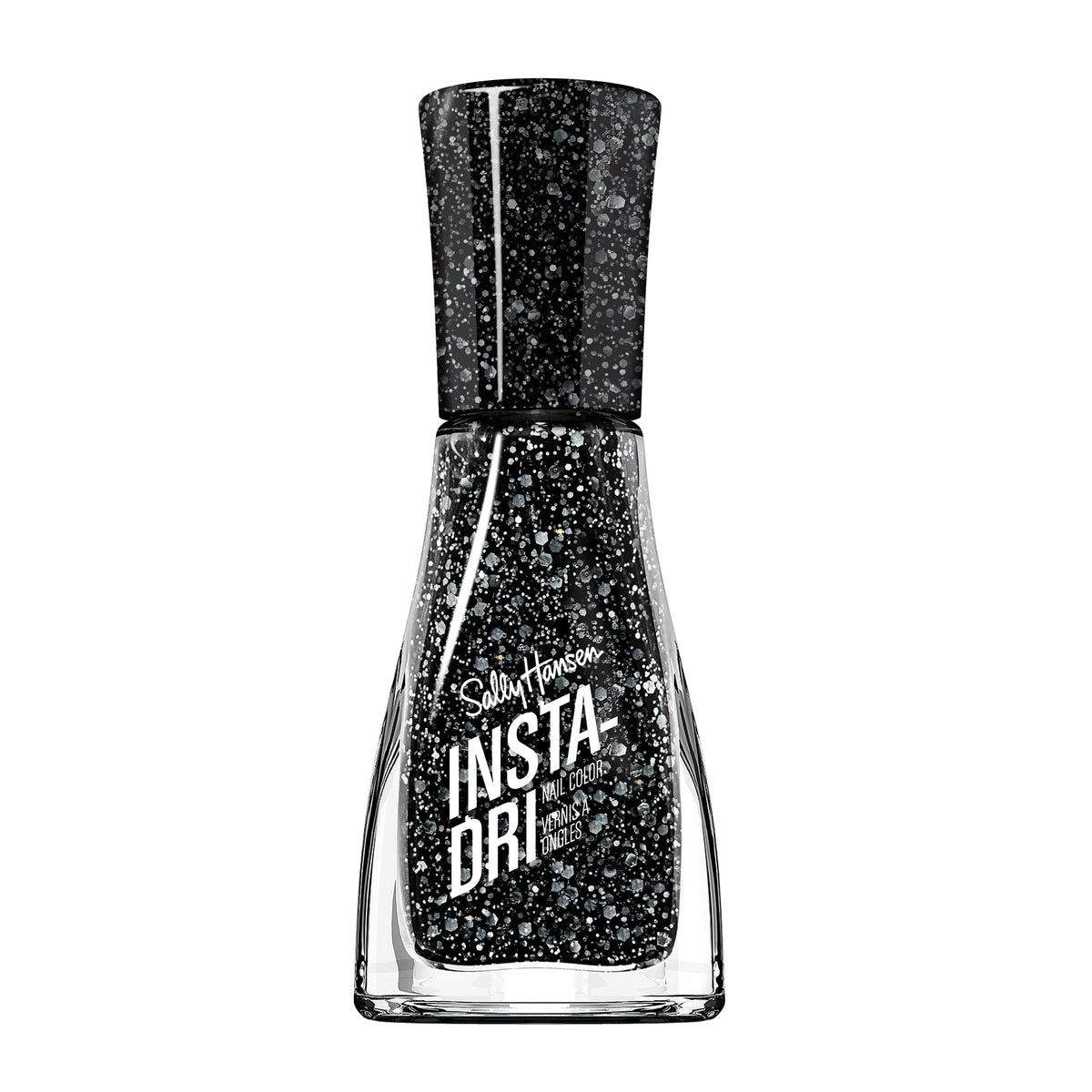 Sally Hansen Insta-Dri Nail Polish | Quick Dry, Long Lasting, Streak-Free Shine | Opaque, Glittery | 565 Powerslide | Black with White Glitter Nail Beauty & Personal Care Sally Hansen