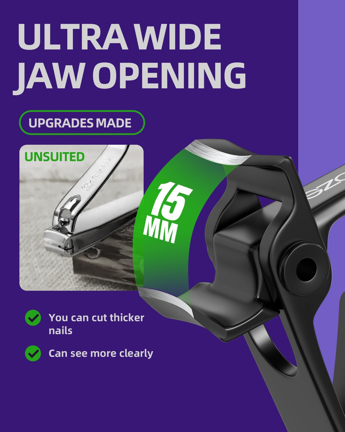 SZQHT Ultra Wide Jaw Opening Nail Clippers Set, Toenail Clippers for Thick Nails, Heavy Duty Nail Cutter, Stainless Steel Toe Nail Clippers Beauty & Personal Care SZQHT